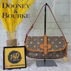 Vintage DOONEY&BOURKE Signature Coated Canvas Leather Shoulder Strap Handbag